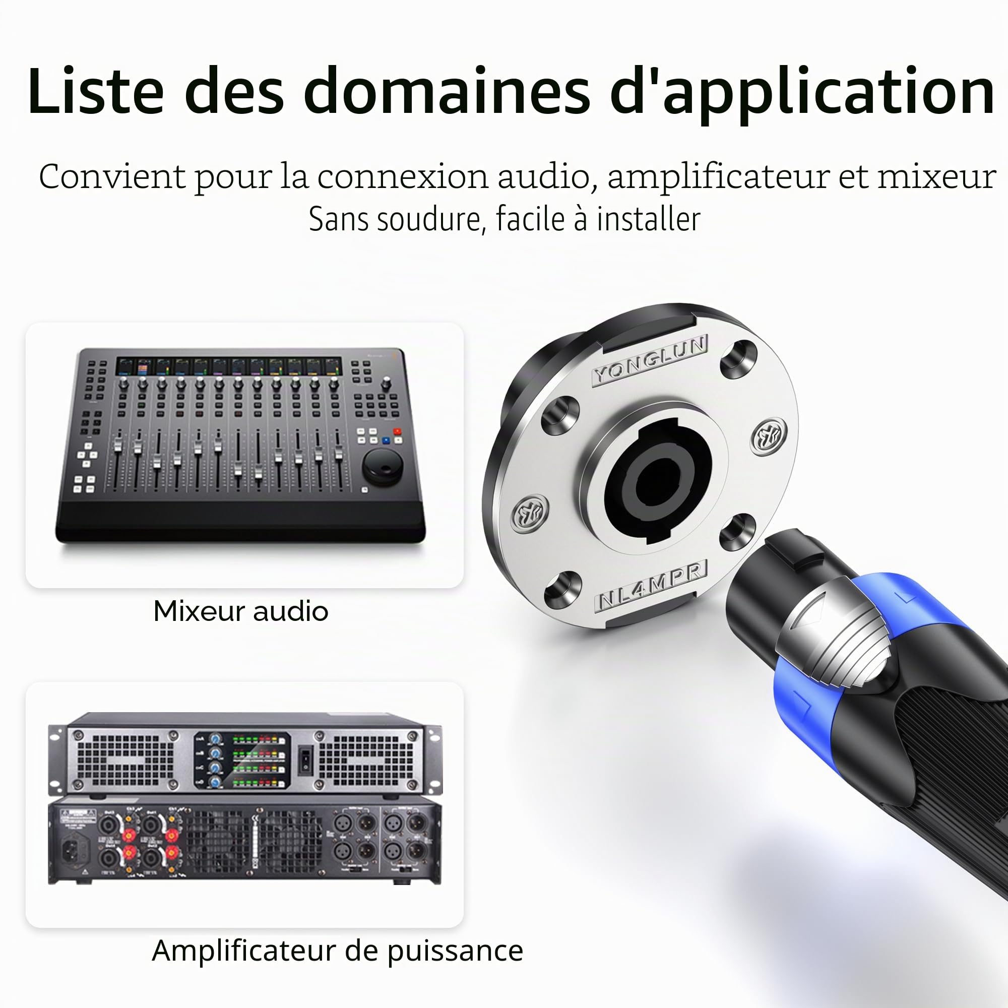 8Pack 4 Pôles Speakon Panel Twist Lock Haut-parleur femelle Métal Rond Panel Jack Montage Compatible avec Neutrik Speakon NL4MP, NL4MPR, NL4FC, NL4FX, NLT4X, NL4 Series, NL2FC