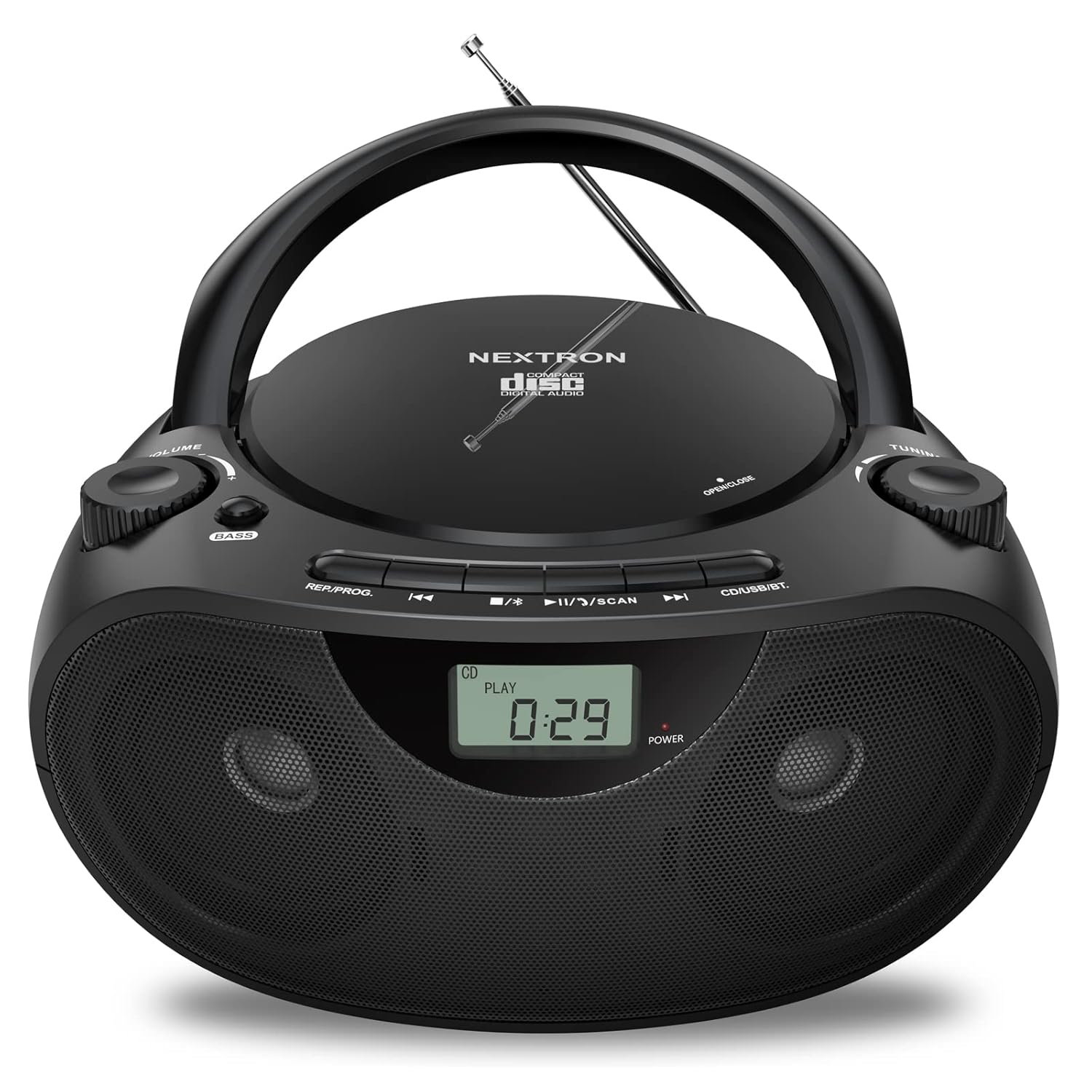 Portable CD Player Bluetooth Boombox with AM FM Radio USB AUX-in Headphone Jack CD-R RW MP3-CD Compatible Stereo