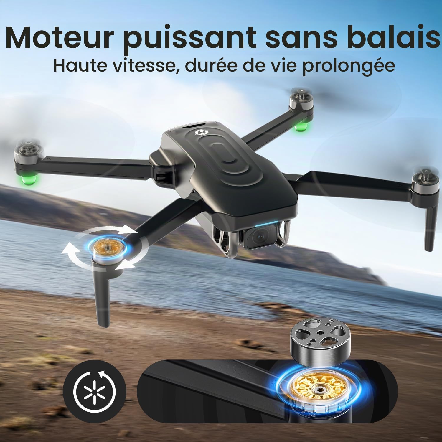 Holy Stone Drone GPS avec caméra 4K EIS pour adultes, quadrocoptère HS175G RC avec 60 min de temps de vol, Follow Me, moteur sans balais, vol circulaire, drones pour débutants de moins de 249 g