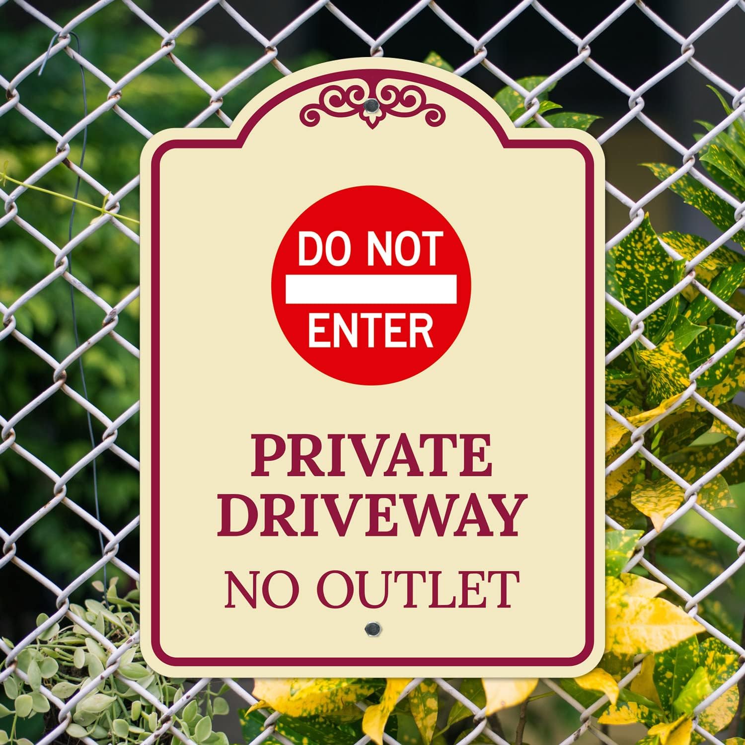 Private Drive No Outlet Décor Sign, Burgundy Light, 18x24 Inches, ACM, Fade Resistant, Made in USA
