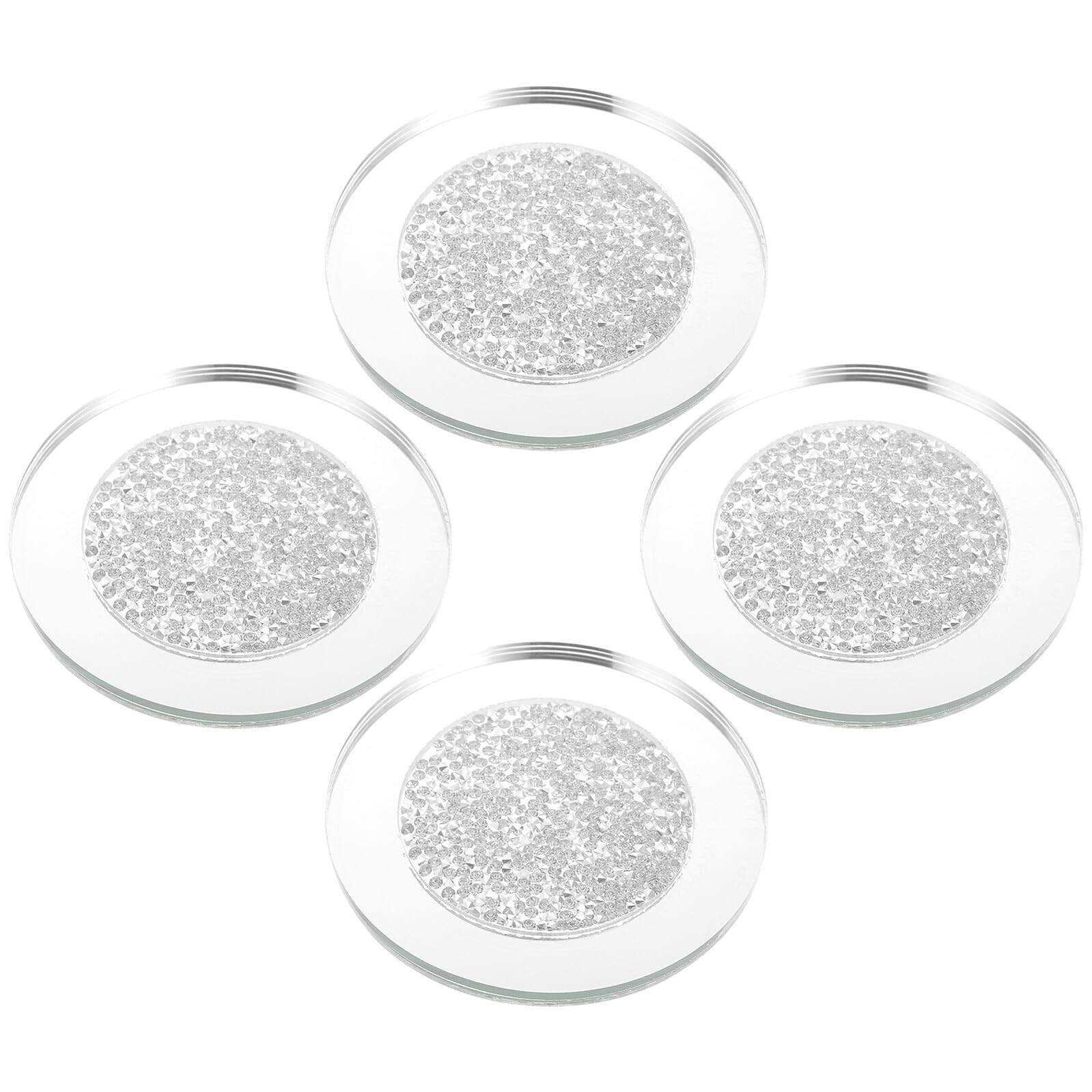 Dessous de verre ronds en verre argenté de design léger pour table de maison, lot de 4 tapis