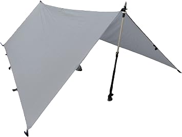 LiteOutdoors Silnylon Tarp - 11.6 Oz. - Ultralight Backpacking Tarp or Hammock Shelter Grey, 8 x 10