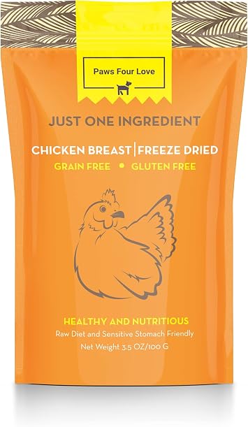 Organic Freeze Dried Dog & Cat Treats - Single Ingredient, Grain Free Food Toppers for Healthy Pets, No Fillers or Preservatives Pack of 1, Chicken
