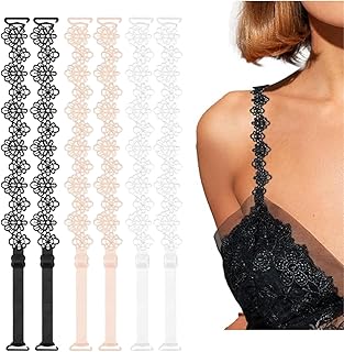 Flavizo Fancy Bra Straps for Women | 3 Pairs Adjustable Phalaenopsis Lace Straps for Bra (Black, White, Nude) | Stylish Of...