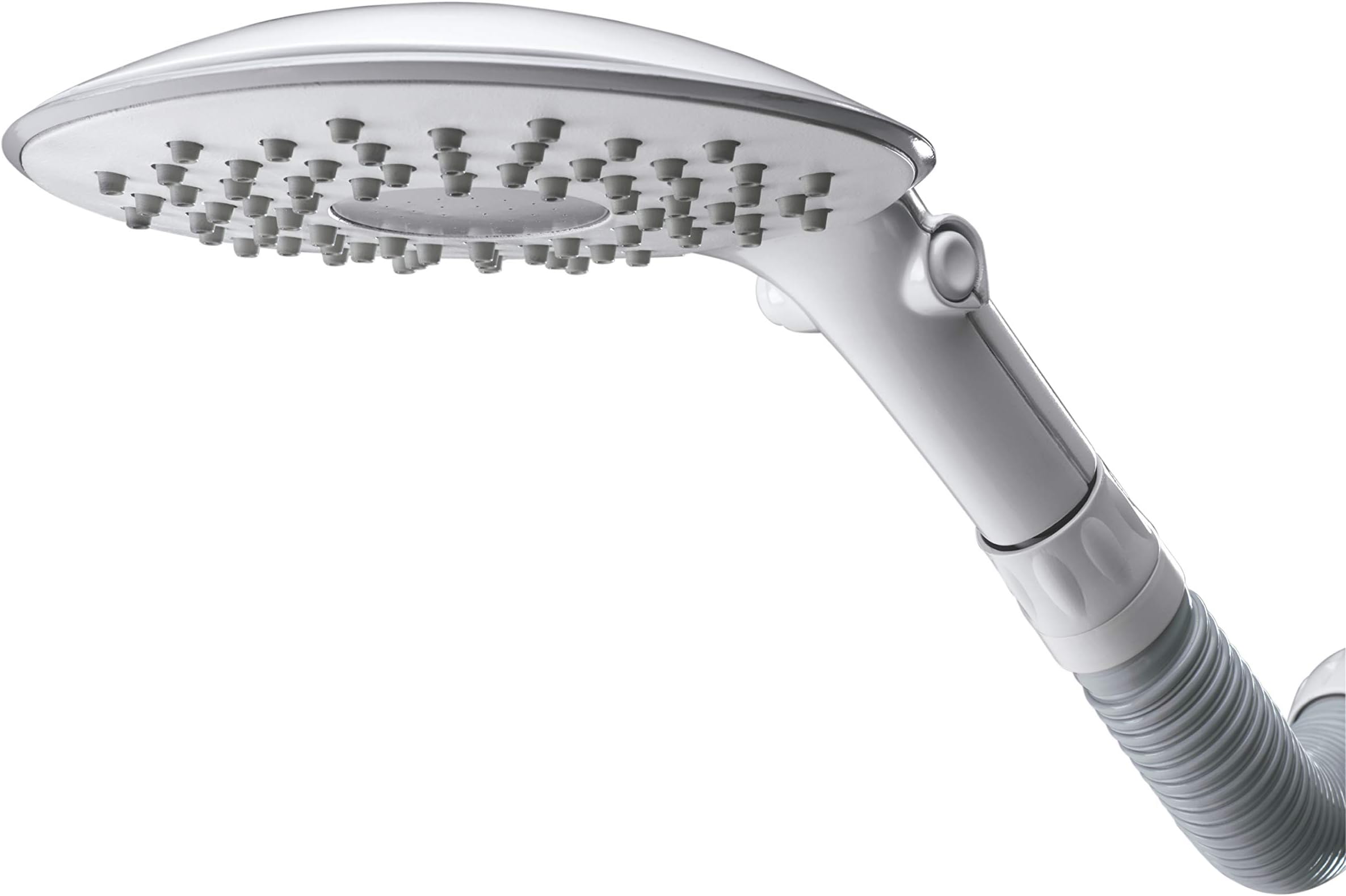 Waterpik Flexible Arm Rainfall FlexNeck Shower Head with 7.5 Inch Large Shower Face, Adjustable Height with Easy DIY Installation, 1.8 GPM White, CF-201E