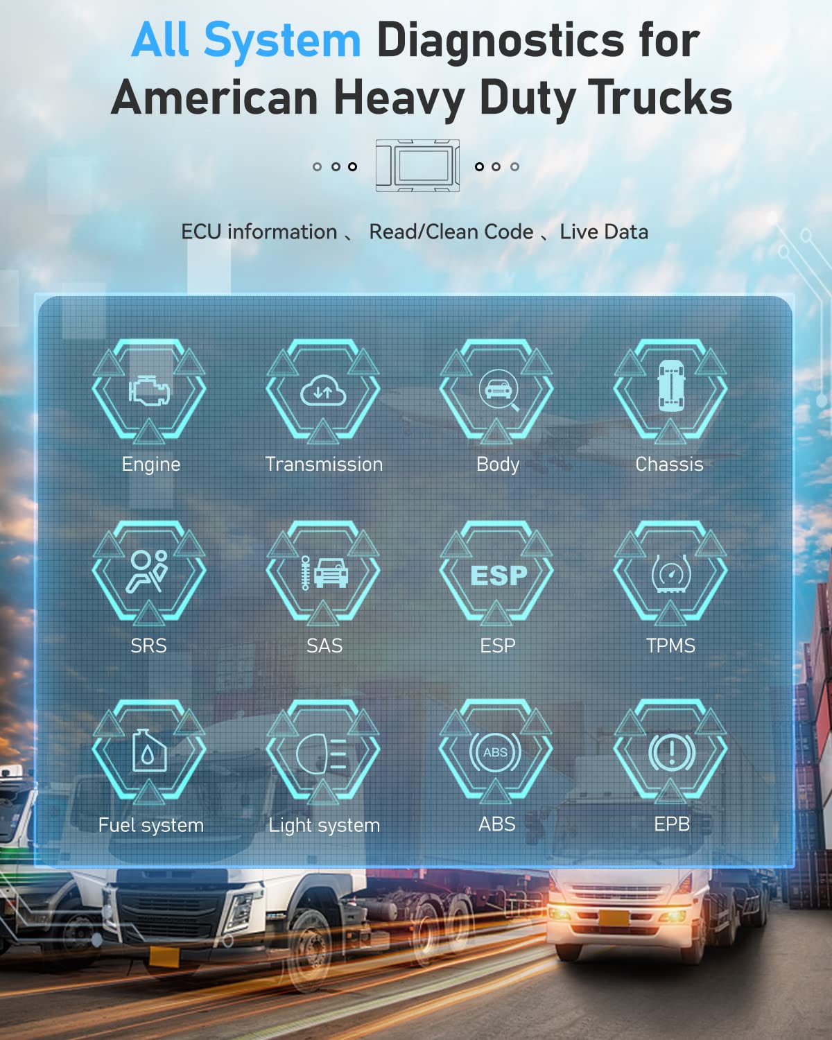 ANCEL HD3100pro Full System Heavy Duty Truck Diagnostic Scanner, OBD2