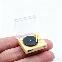 Miniature Vinyl Record Player, Dollhouse Mini Retro Turntable CD Player, for Fairy Garden, Diorama, Miniature Decoration 1PCS