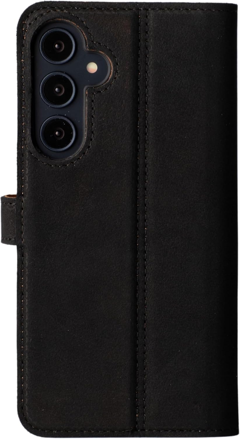 Snakehive Leather Wallet for Samsung Galaxy A55 5G - Real Leather Wallet Phone Case - Genuine Leather with Viewing Stand and 3 Card Holder - Flip Folio Cover with Card Slot (Black)