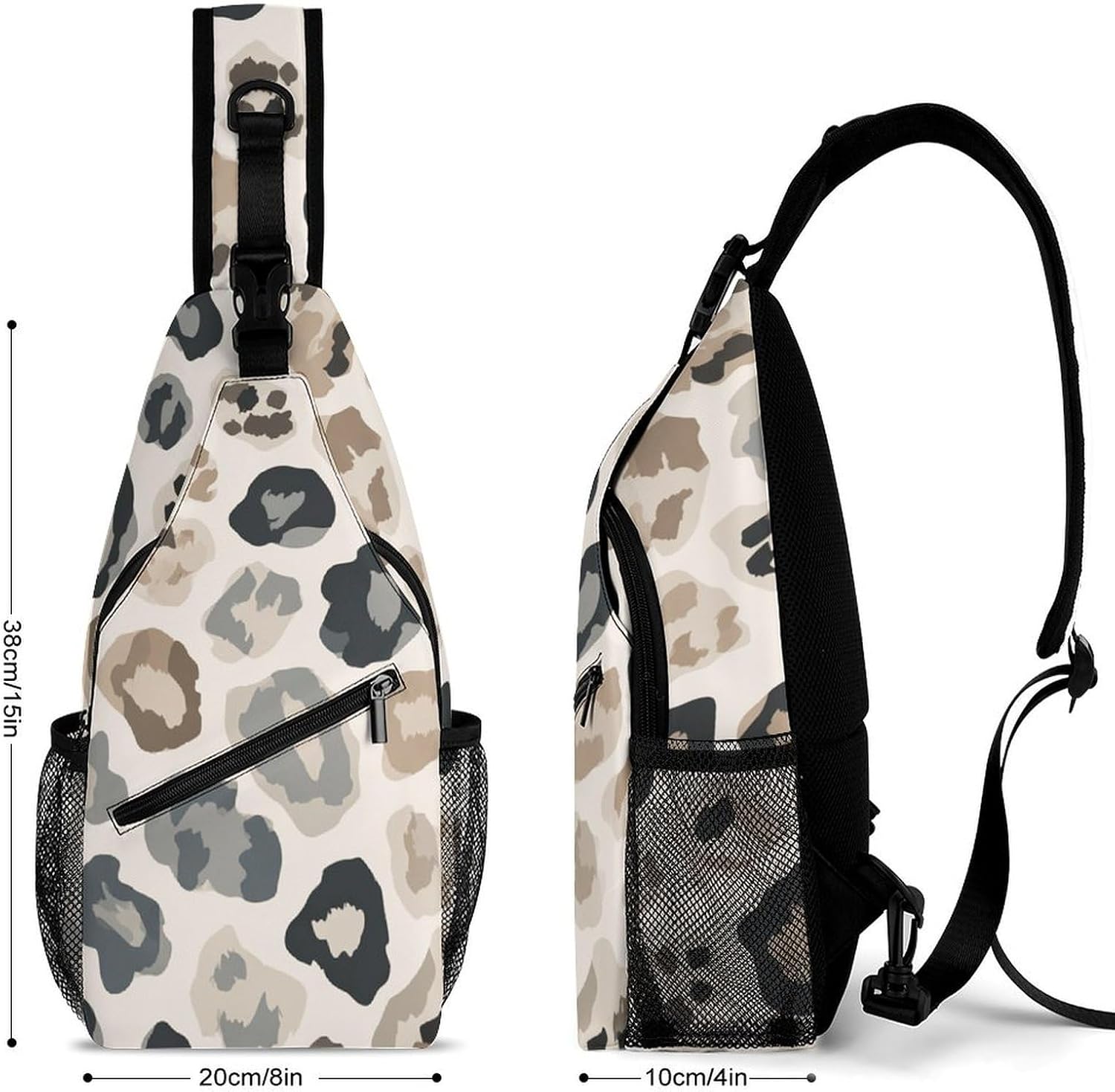 Abstract Leopard Print Sling Crossbody Bag Lightweight Chest Shoulder Backpack for Outdoor Sports