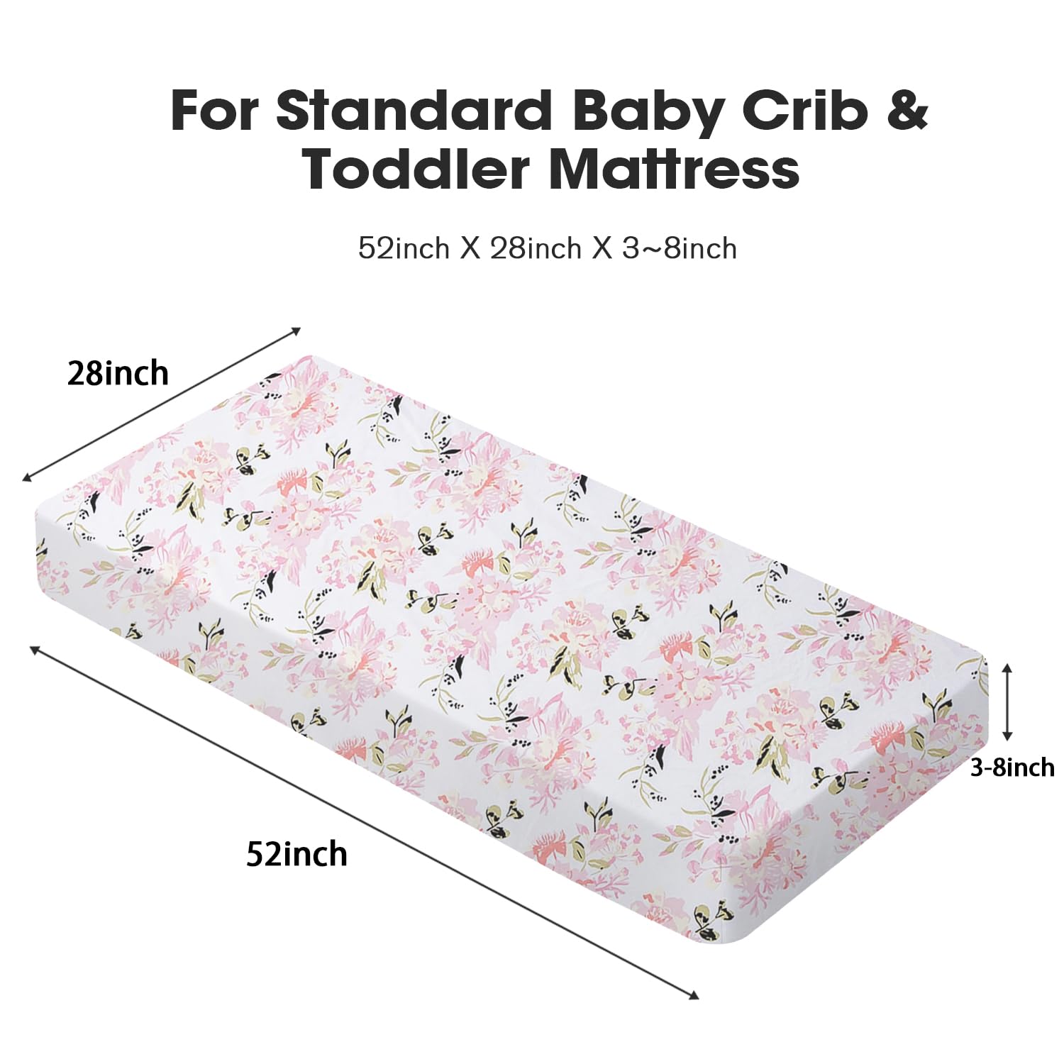Little Grape Land Sábanas para cuna para niña, paquete de 4 sábanas para cuna estándar y colchón infantil, juego de sábanas de cuna súper suaves y transpirables para niñas, flores y mariposas
