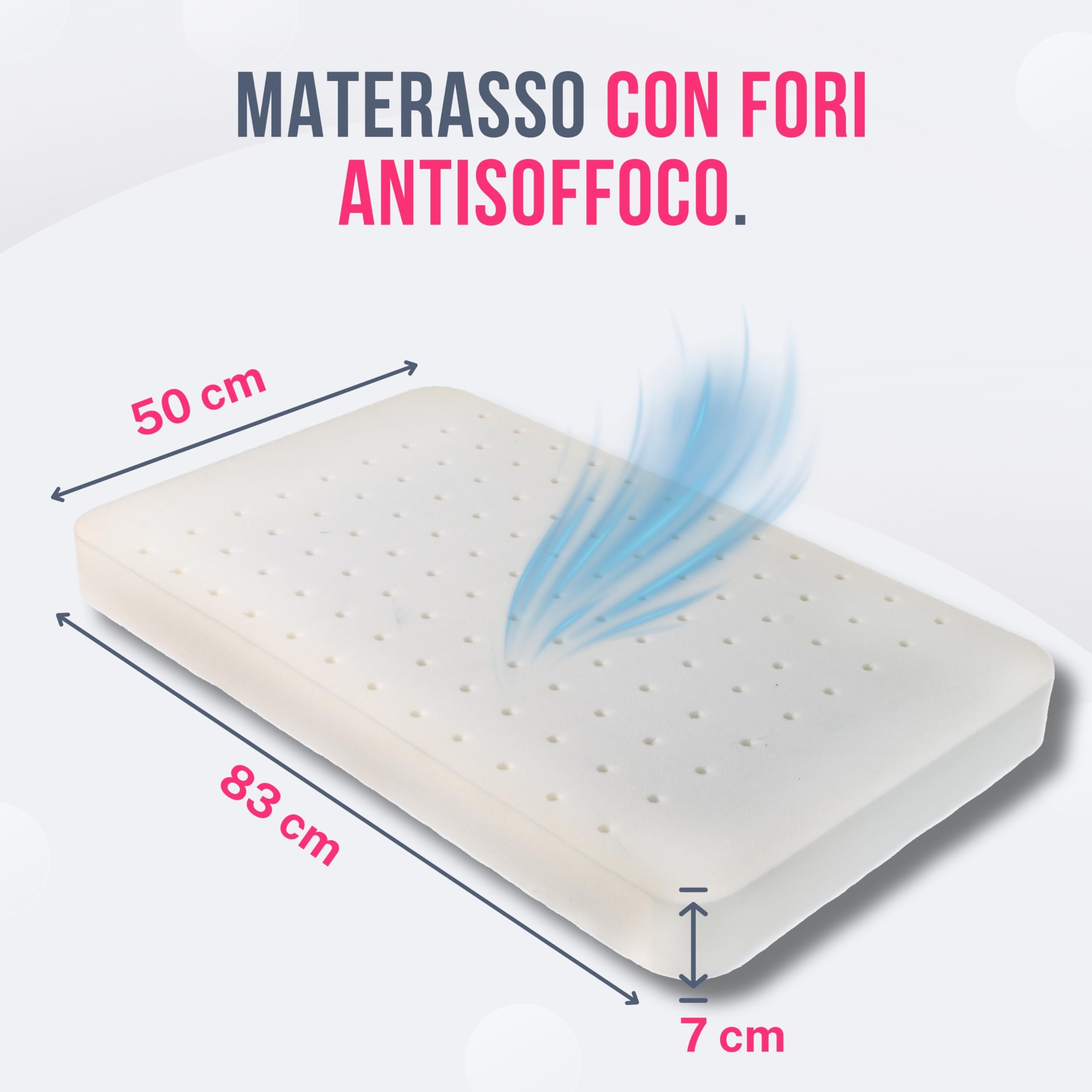 GOYSILA Materasso Next To Me Compatibile Chicco Materassino Culla Neonato Antisoffoco Traspirante Certificato Oeko-Tex h 7cm per Next2Me Dream Magic Air Cam Cullami Brevi Nanna Oh 83x50 cm