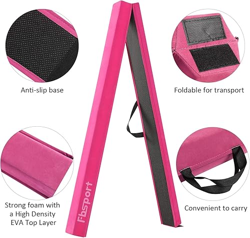 Miniatura 42 de FBSPORT Haz de equilibrio de 8 pies/6 pies: equipo de gimnasia plegable para niños y adultos, base de goma antideslizante, viga de gimnasia