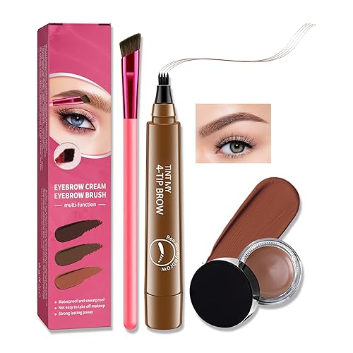 DAGEDA Kit de cepillo de cejas laminado 4D, gel para cejas y bolígrafo de microblading de 4 puntas y cepillo de cejas en ángulo, maquillaje de cejas