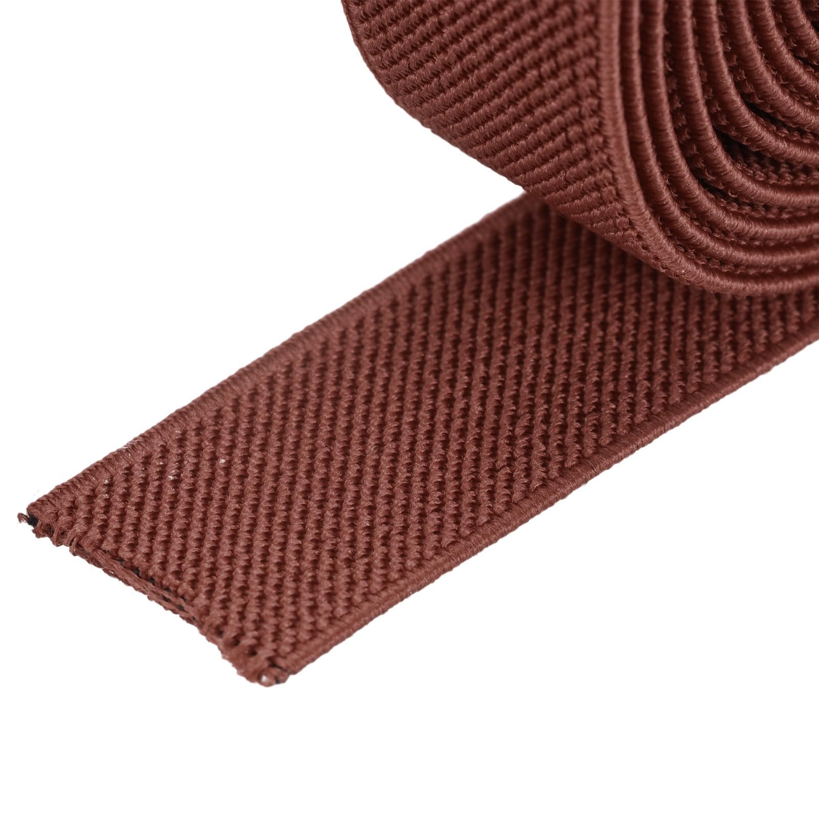 TA-VIGOR 38mm Twill Wide Elastic Band, 1.5 inch 2 Yard Double-Side Woven Elastic Bands Knit, Flat Polyester Elastic Spool Heavy Stretch Strap Knitting for Sewing Crafts Waistband, Red Brown