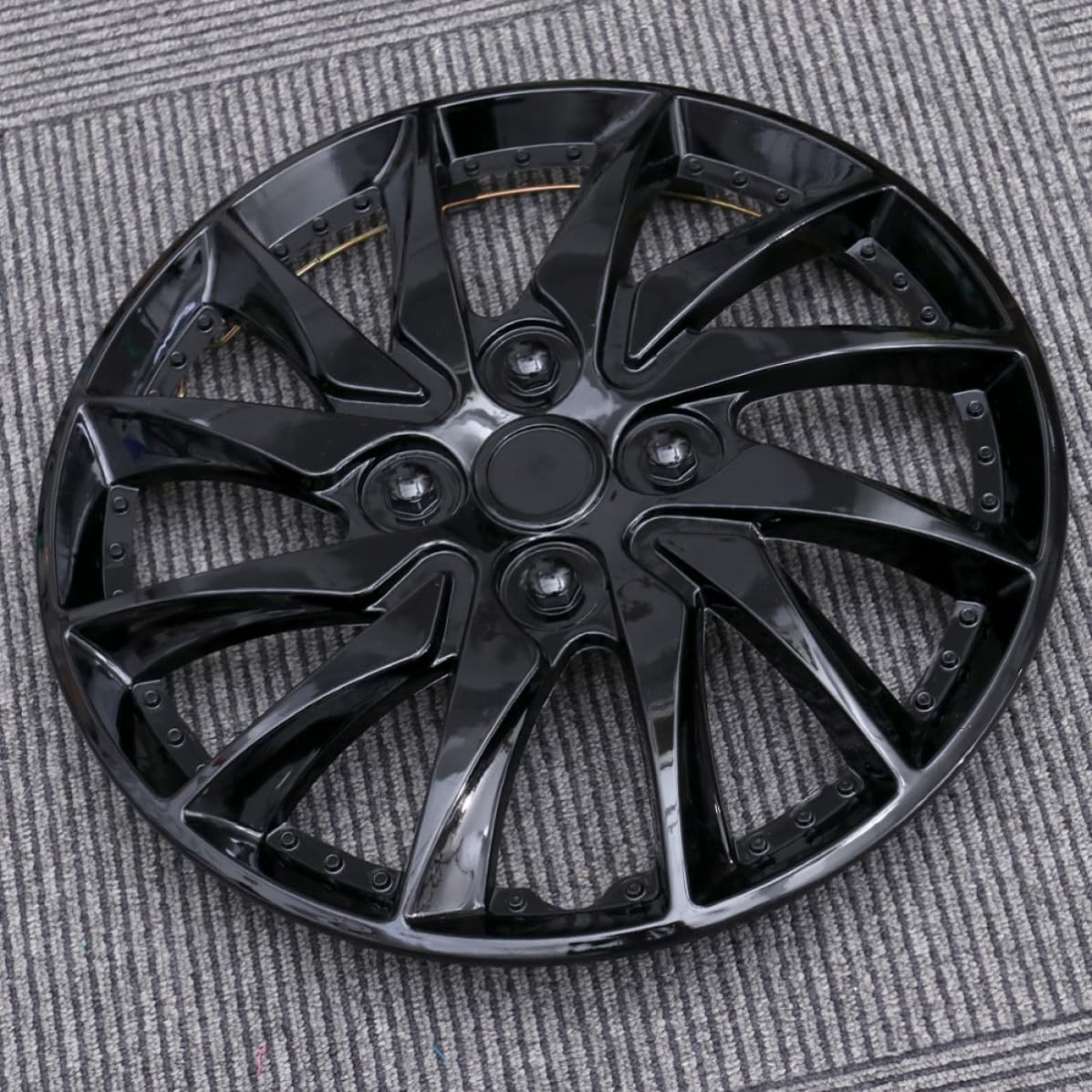 Generico Coprimozzi Decorativi per Ruote Auto da 14 Pollici 2 Pezzi Protezione Cerchi in Plastico Nero, Resistente All'usura, Stile Semplice e Elegante