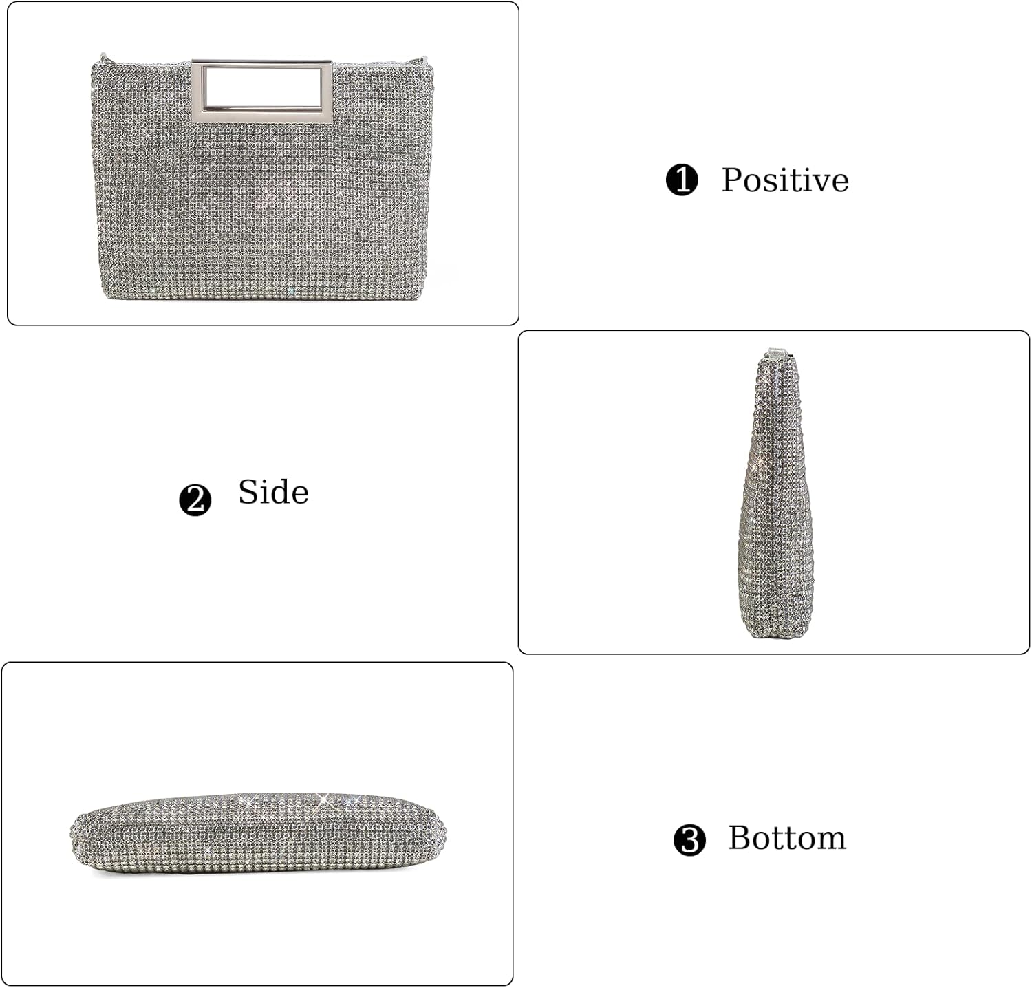 Womens Top Handle Clutch Purses, Sparkly Rhinestone Glitter Evening Handbag Shoulder Crossbody bag for Wedding Prom Party - Image 7