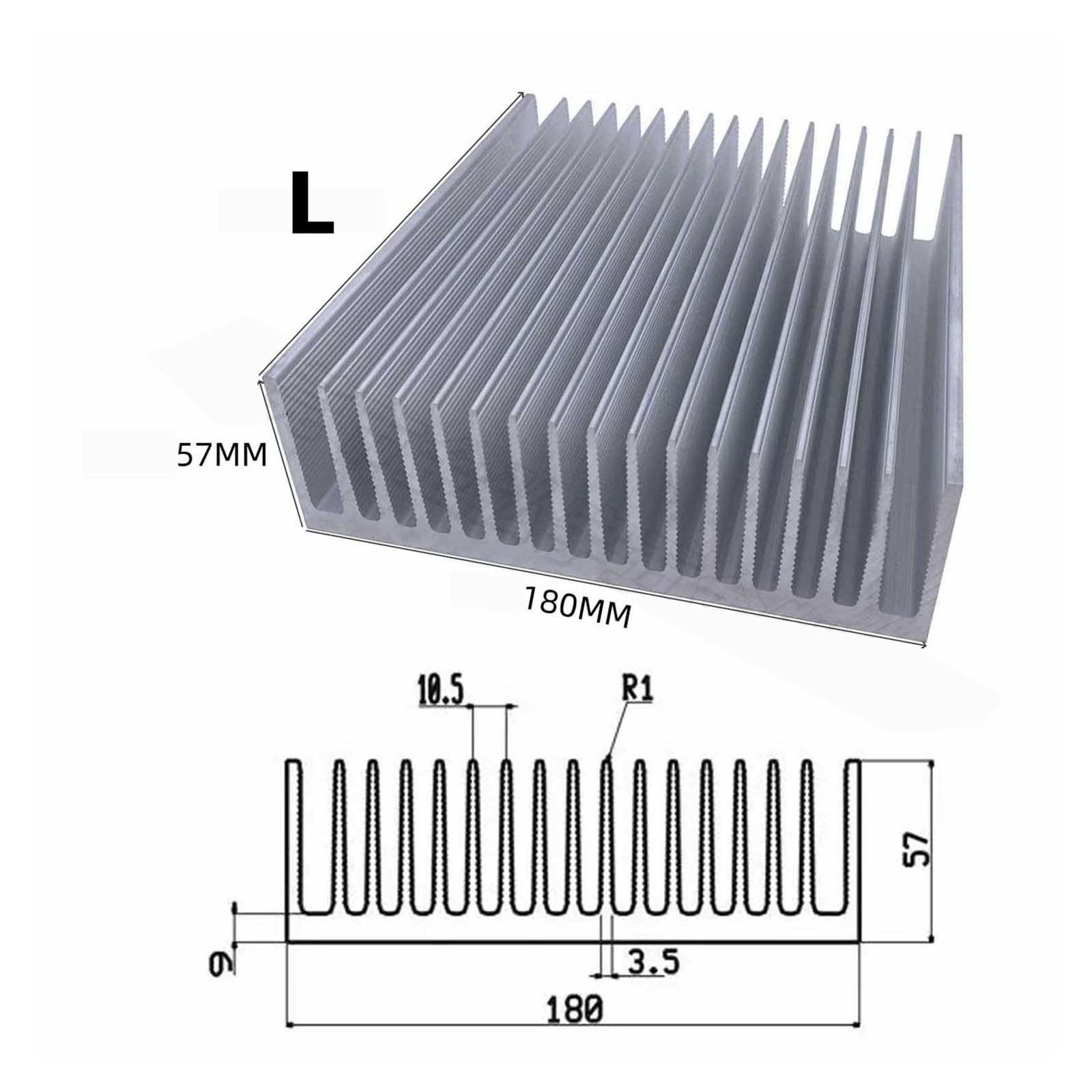 Dissipatore di calore in alluminio estruso per dissipatore di calore con chip elettronico a LED, 115 x 50, 125 x 20,5, 140 x 20 mm, per chip elettronico a LED, raffreddamento e dissipazione del calore