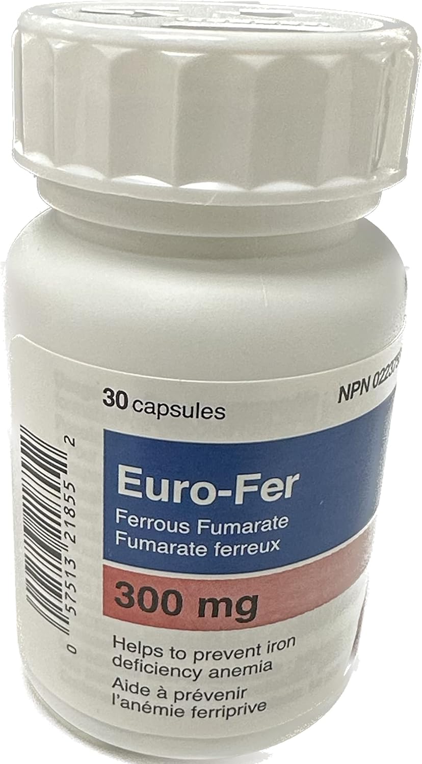 EuroFer Iron 300 mg (Ferrous Fumarate), 30 count, Help to prevent iron