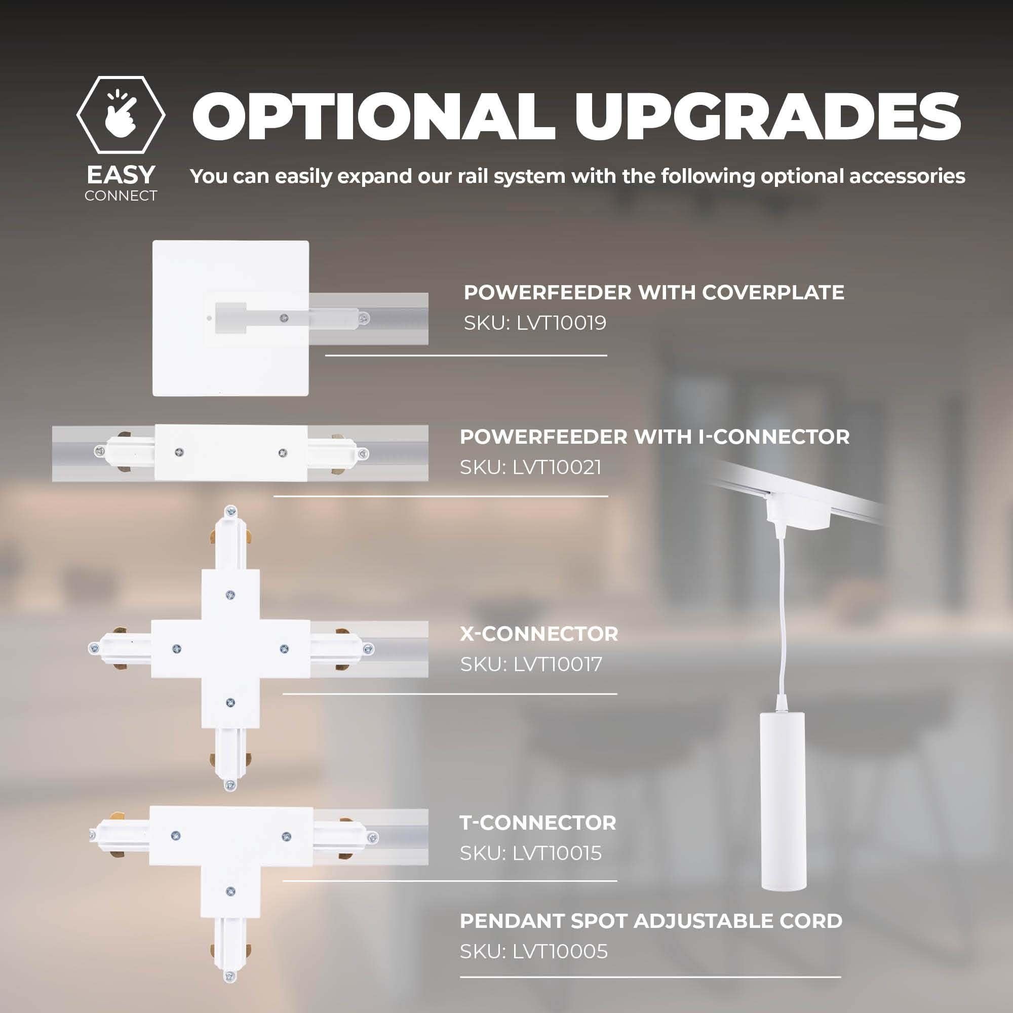 Ledvion - Système d’éclairage LED monophasé, 3m, Rail Monophasé, 3W, Blanc, 2700K, 5 spots GU10 orientables, luminaire plafonnier, spot plafond, rail led, plafonnier moderne design