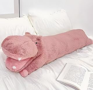 Ryttir Snuggly Smile Hippo Stuffed Animal Body Pillow - 40" Hippopotamus Plush with Simulation Cheeks & Cozy Fluff, Snuggly Hippos Bean Bed Companion, Ultimate Cuddle Stuffie for Girls and Teens