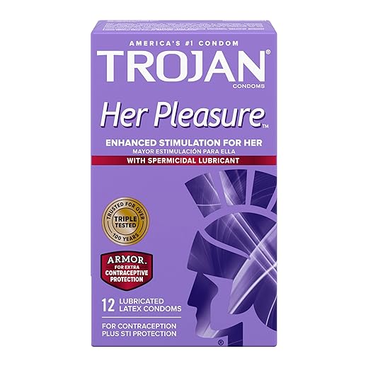 Trojan Her Pleasure Sensations Spermicidal Lubricated Condoms, 12ct