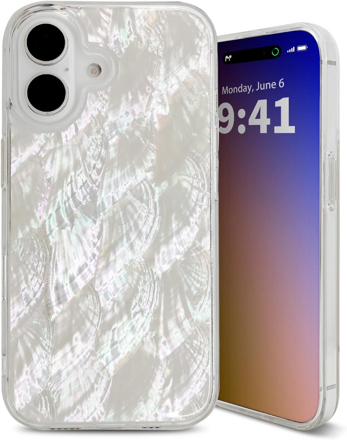 for iPhone 16 Case Made with Unique Genuine Seashell, Durable | Stunning Gorgeous | Drop Protection | Luxury Aesthetic Cover. (Beige)