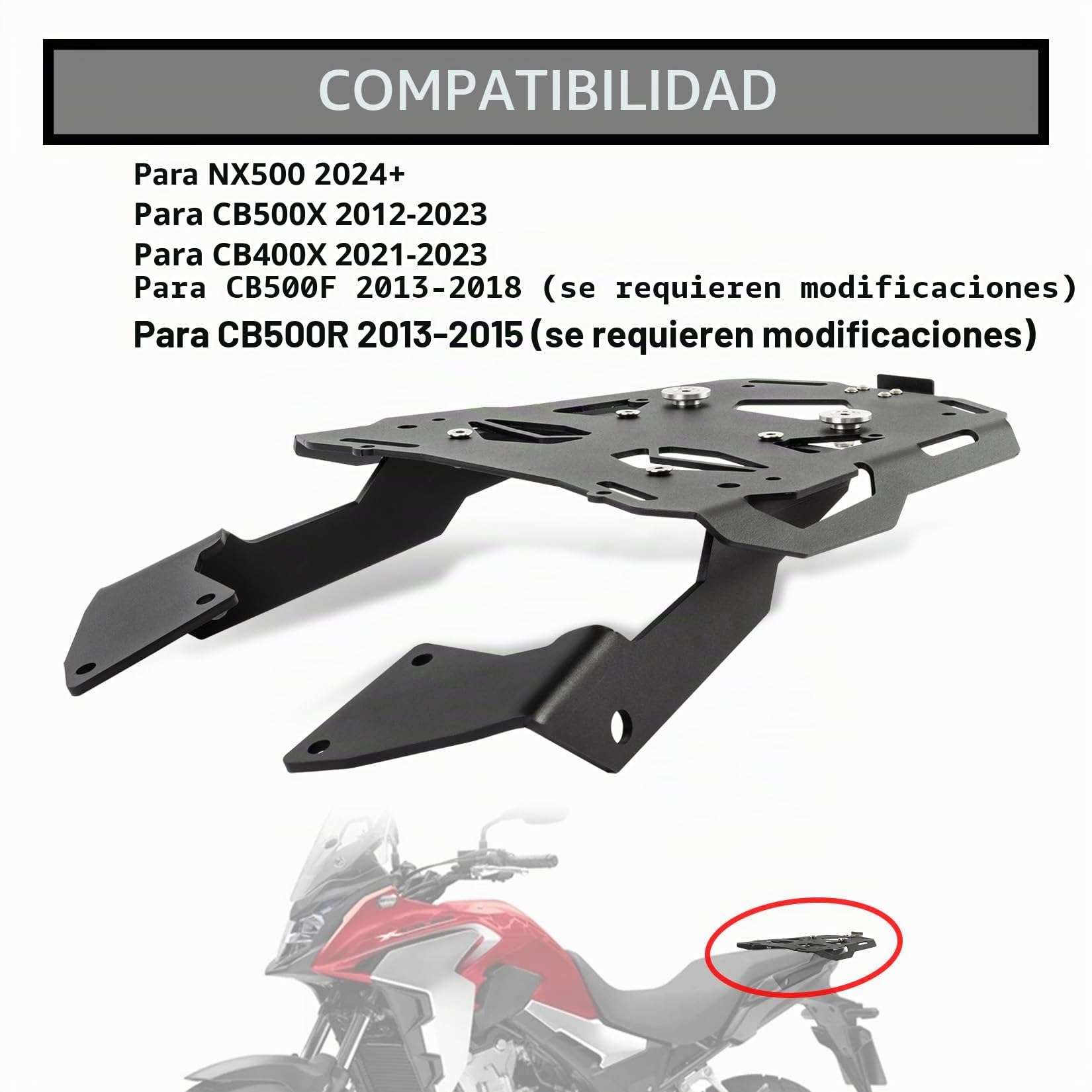 PSLER Accesorios de Motocicleta Portaequipajes Trasero para CB500X 2013-2023 y para CB400X 2021-2023 y para CB500F 2013-2018 y para NX400 NX500 2024