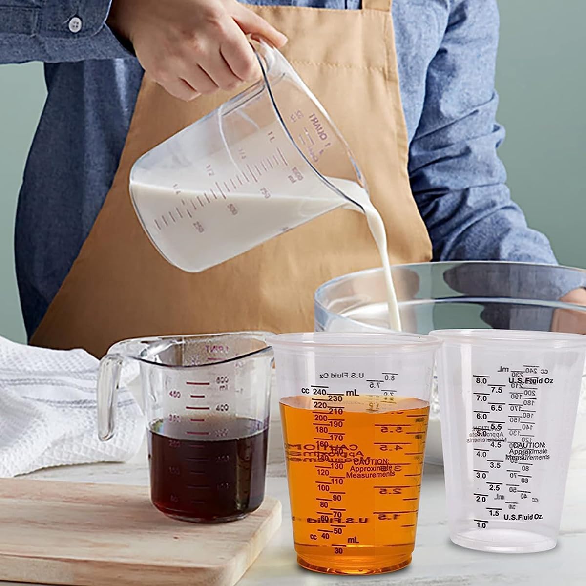 Kubek do mieszania z żywicy epoksydowej, kubek z miarką, do mieszania płynów, pigmentów, farb, 50 sztuk, 240 ml