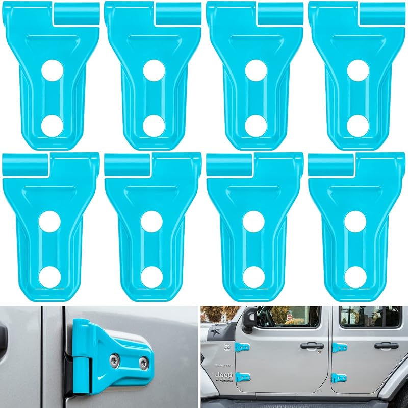 Kit de capas para dobradiça da porta E-cowlboy Jeep Wrangler JL/JLU e Gladiator JT – Azul-claro, 8 unidades