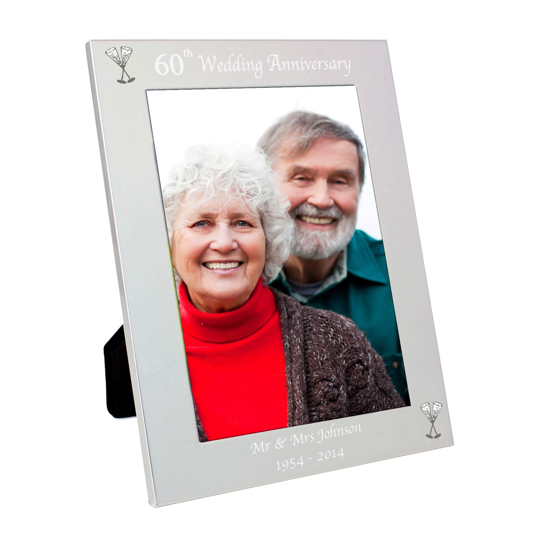 Silver Diamond Wedding Anniversary Frame. Personalised 5X7 60Th Anniversary Frame. 60 Years Married