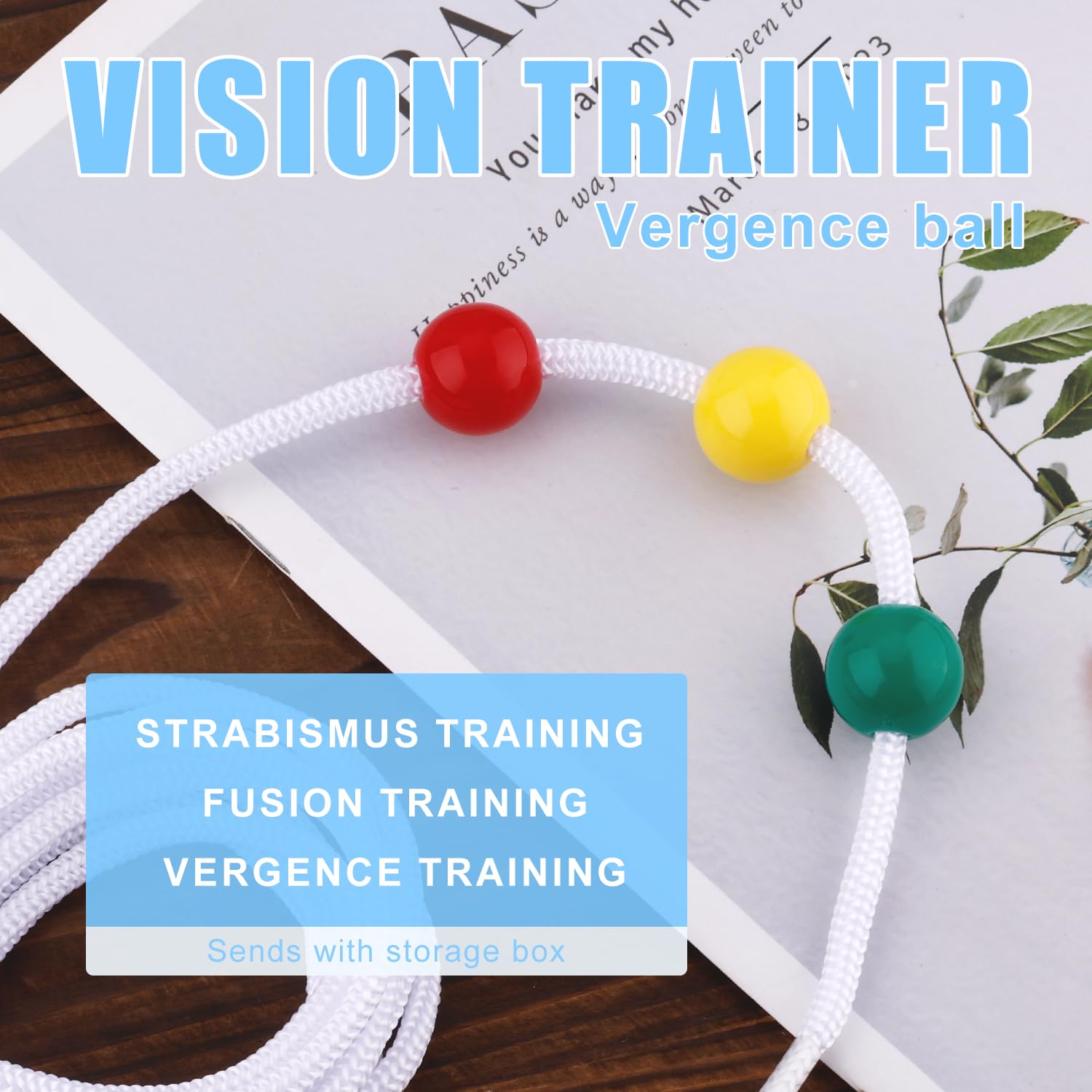 XIHIRCD Outil de Thérapie Visuelle, Outil de Formation à la Convergence de la Vision Outils d'Insuffisance de Convergence Brock String Vision Convergence Training pour la Formation de la Vision