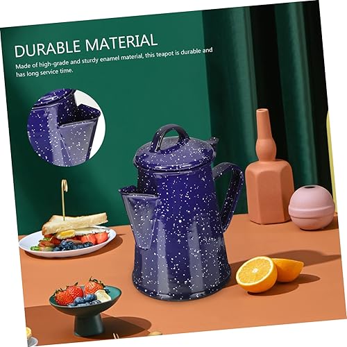 Miniatura 3 de Olla de café esmaltada Caldera de café al aire libre fogata Hervidor vintage Camping Cafetera Caldera de café esmaltado Tetera blanca Tetera de