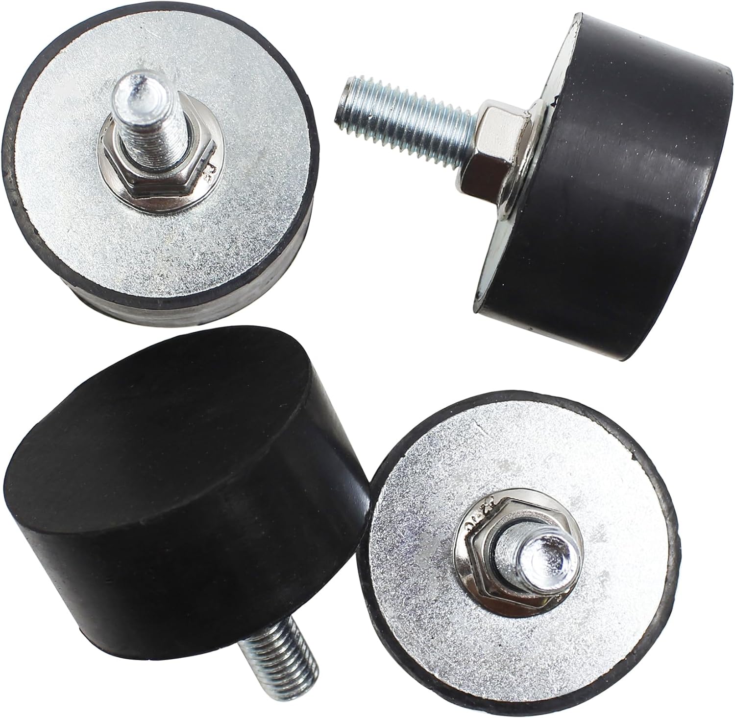 EASYEAH M12 Rubber Vibration Isolator Threaded Stud Shock Absorber Mechanical Vibration Damping Anti Vibration Silent-Blocks for Bobbins MotorsCompressors Pump, 4pcs M12x37-60x30mm, 4pcs M12 LockNuts