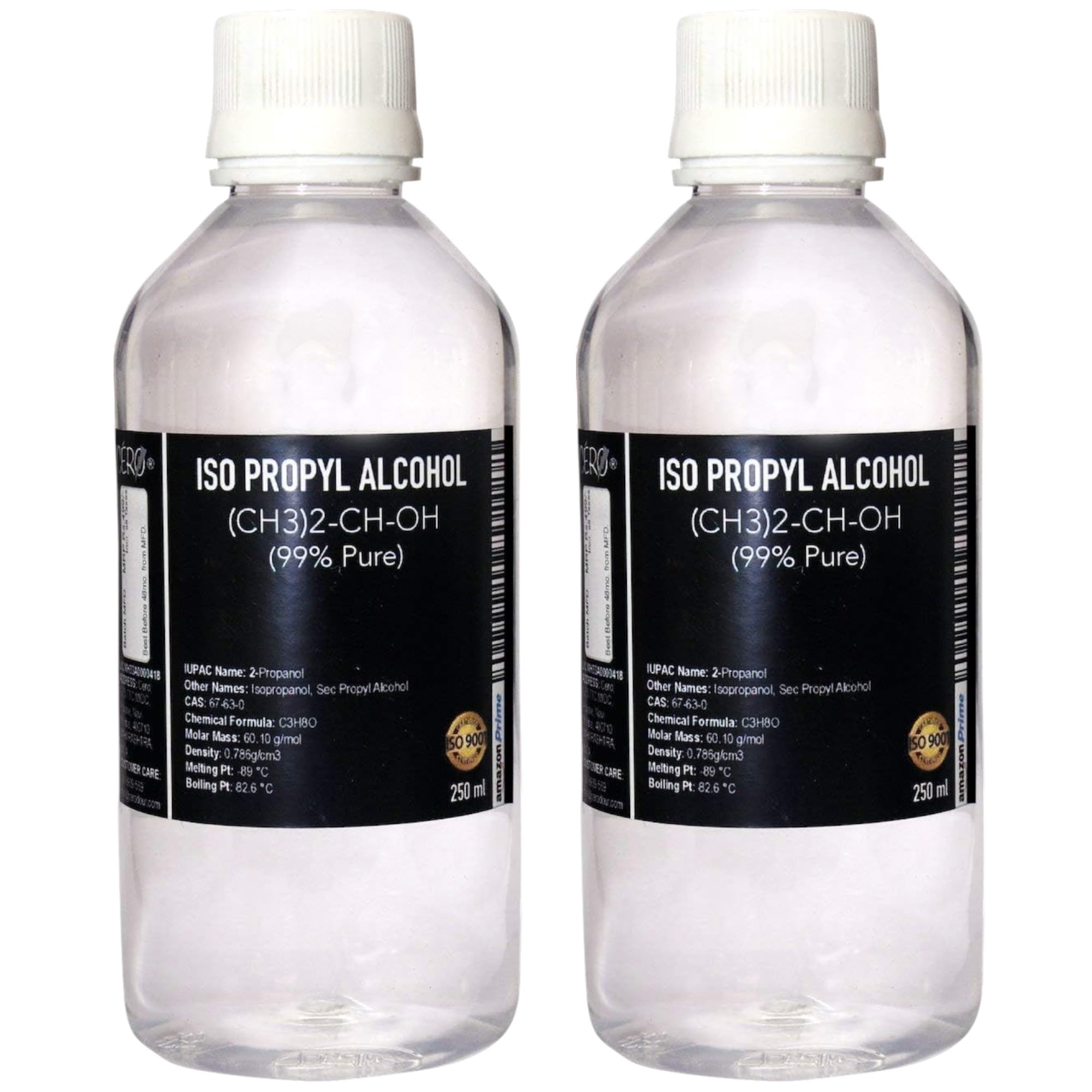 CERO ® IPA Isopropyl Alcohol for Cleaning, All Electronics, Clean Your Makeup Tools, Clean CPU, GPU and Screen, Repair Cosmetics 99.9% Pure [(CH3)2-CH-OH] CAS: 67-63-0 (250ml) 2 Pc COMBO