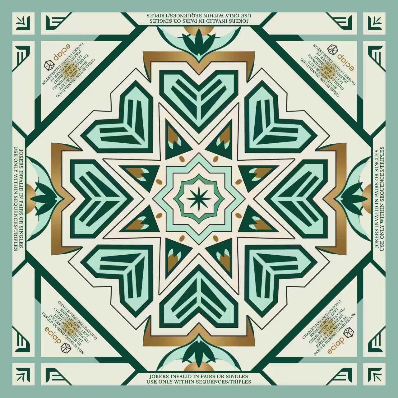 Neoprene Mahjong Mat with Rules (32.4" x 32.4"), No Creases American Mahjong Mat, Anti - Slip & Noise Reduction Mahjong Learning Mat, Mahjong Mat Gifts for Women (Green)