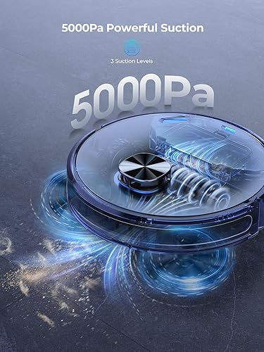 Miniatura 2 de Robot aspirador y trapeador combinado, aspiradora robótica de 5000 Pa con muelle de vaciado automático durante 60 días, robot aspirador inteligente