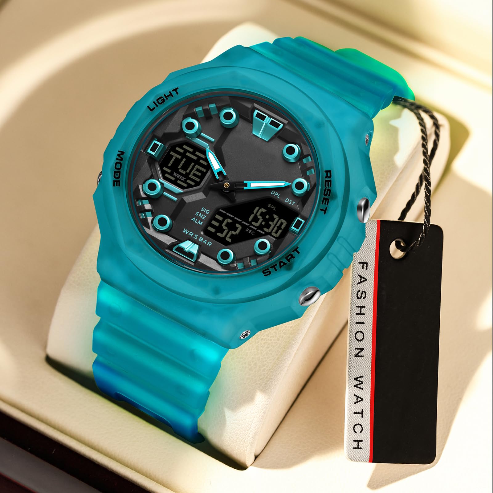 findtime Orologi per uomo e donna adolescente studente colorato sport analogico digitale orologio impermeabile con allarme mondiale conto alla rovescia, cronometro robusto per attività all'aperto