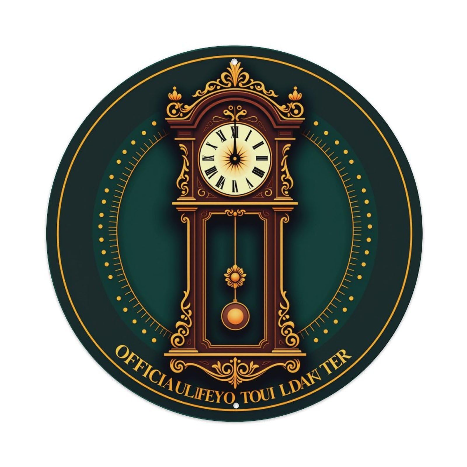Ornate Clock Design With Gold Accents Metal Tin Sign Vintage Garden Bedroom Cafe Bar Man Cave Home Wall Decor Metal Poster 8x8 inches