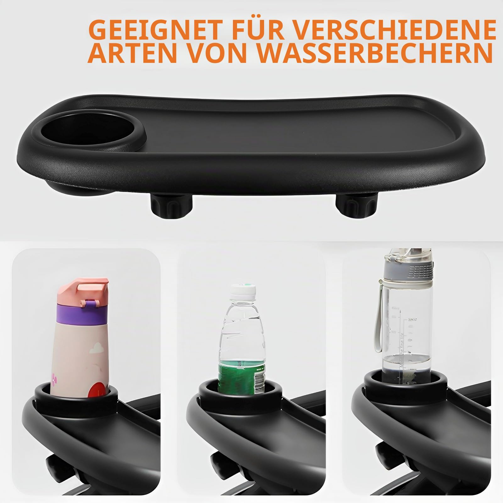 Snack-Tablett für Kinderwagen mit Getränkehalter, universelles Tablett für Kinderwagen, herausnehmbares Snack-Tablett für Kinderwagen mit verstellbarer Schnalle und 2 Haken, wiederverwendbarer