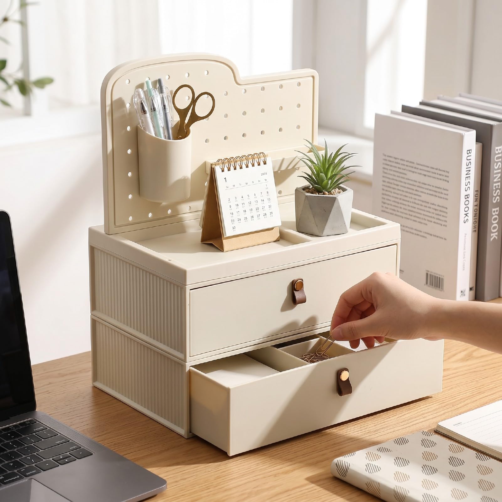 Generic Organizer na Przybory do Makijażu z Szufladami Pegboard Praktyczny Pojemnik na Kosmetyki do Przebieralni, Dwuwarstwowy, Trwały ABS + PP