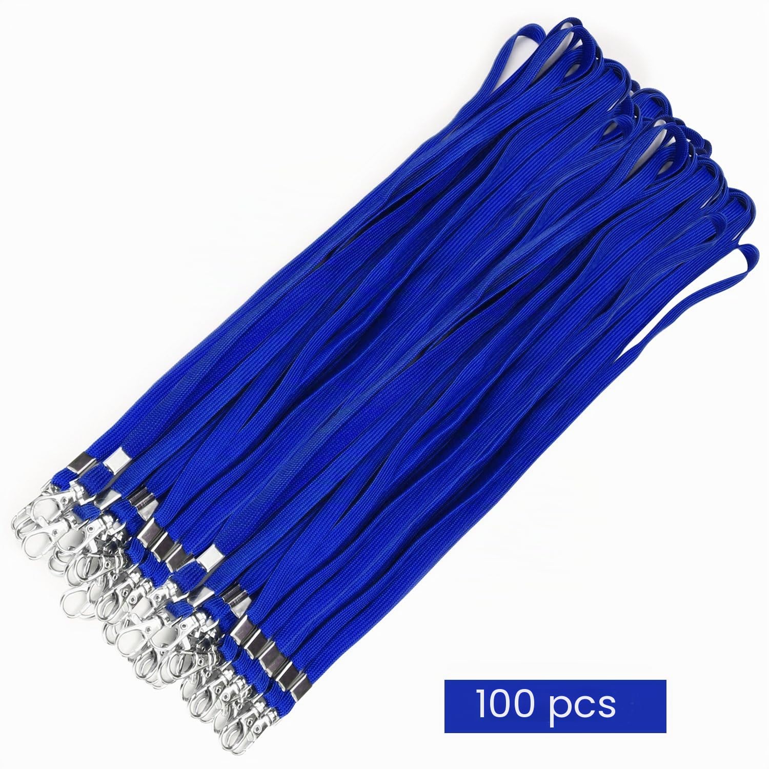 Fushing Porte Badge Cordon Tour De Cou Badge, 100Pcs 45Cm Bleu Cordon Pour Badge Cordon De Cou Porte-Badges Porte Badge Tour De Cou