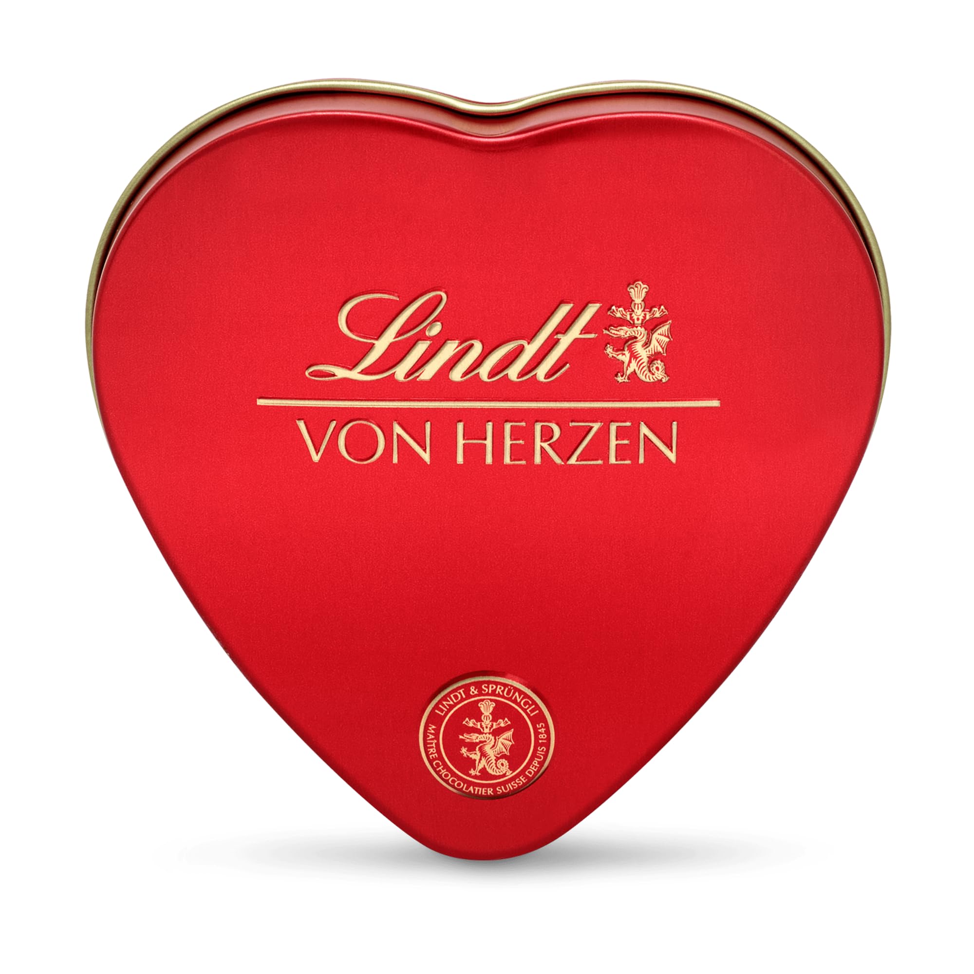 Lindt Schokolade von Herzen | 30 g | 6 Pralinés in den Sorten Marc de Champagne, Coeur à l'Orange, Vollmilch mit Krokant, Orange Marzipan in schöner Herzdose | Pralinengeschenk | Schokoladengeschenk