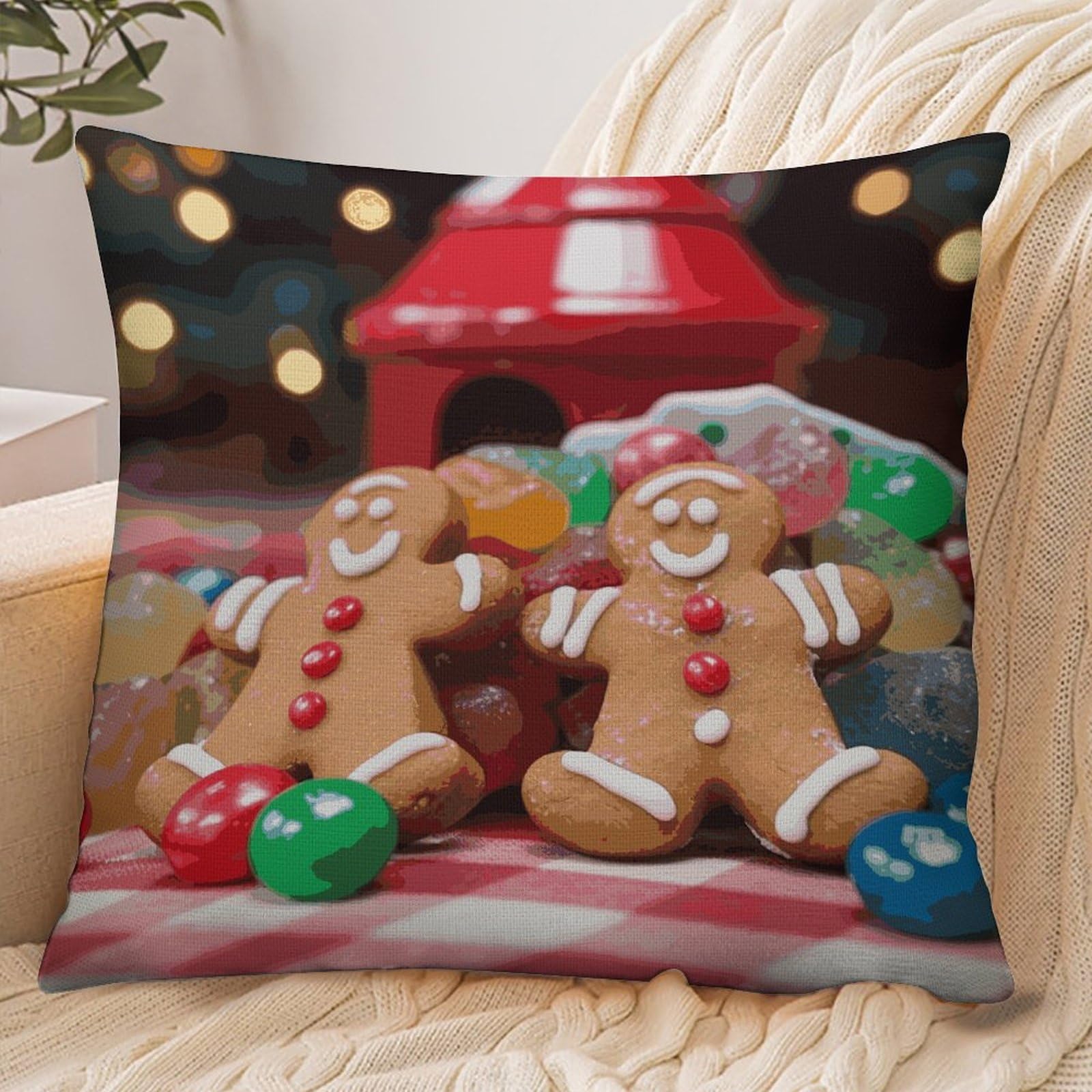 Fekiloot Style Gingerbread Man Candy Pillowcase Pillow Sham Pillow Case