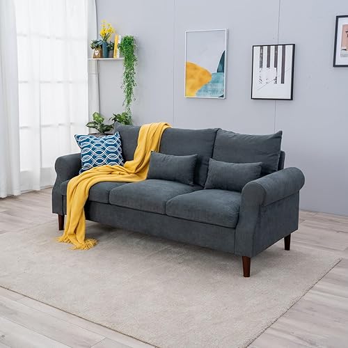 Miniatura 6 de Panana Sofá modular de 3 asientos, sofá moderno con patas de madera maciza, sofás para sala de estar, apartamento, dormitorio, cómodos sofás