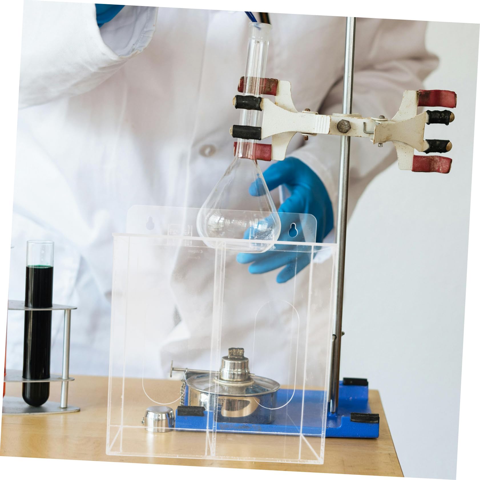 Dispensador de guantes acrílico, montaje en pared, caja de almacenamiento multifuncional para máscaras y guantes desechables con compartimentos, ahorra espacio para laboratorio
