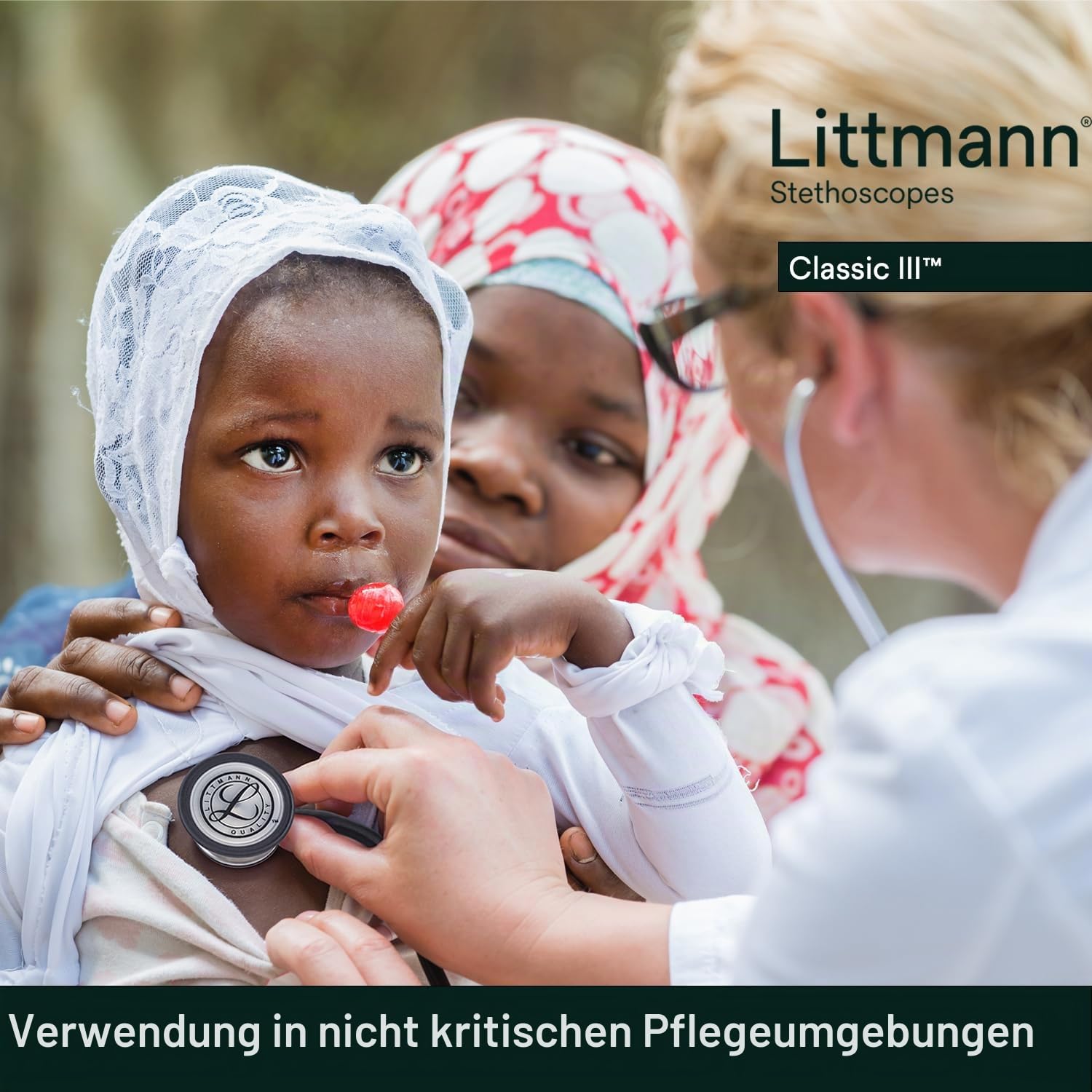Littmann Classic III Stethoskop, 5803, Schlauch Schwarz | Schwarzes Edelstahl-Bruststück, schwarzer Anschluss und schwarzer Ohrbügel. Für Ärzte, Pflegekräfte und Medizinstudenten