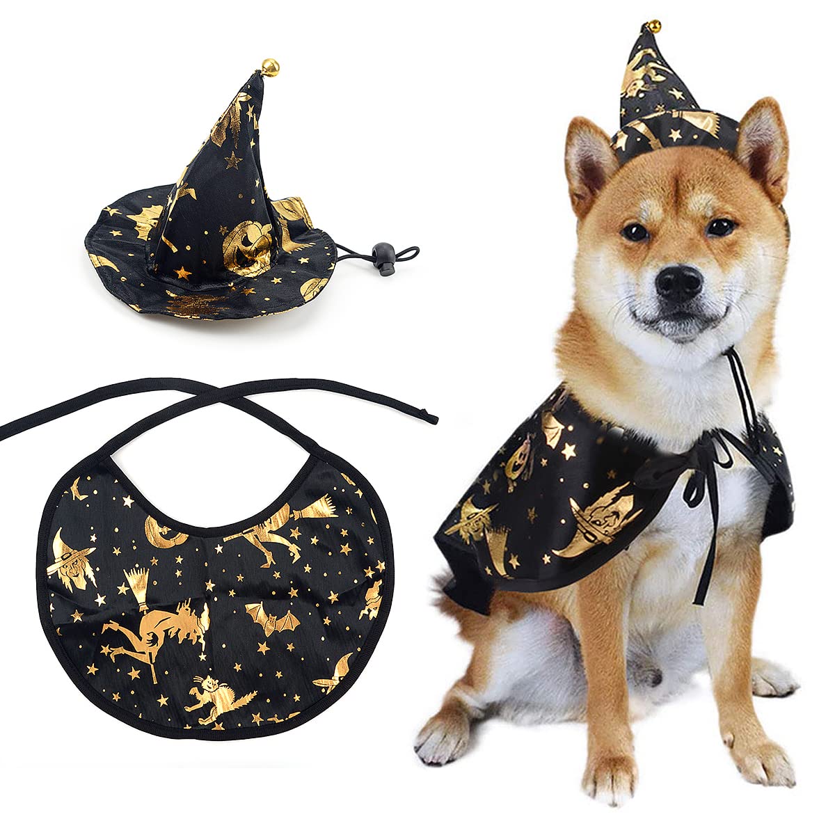 Trajes de Halloween para mascotas, disfraces de Halloween para perros, ropa de Halloween para mascotas con sombrero de bruja ajustable, Halloween, fiesta de Navidad (m)