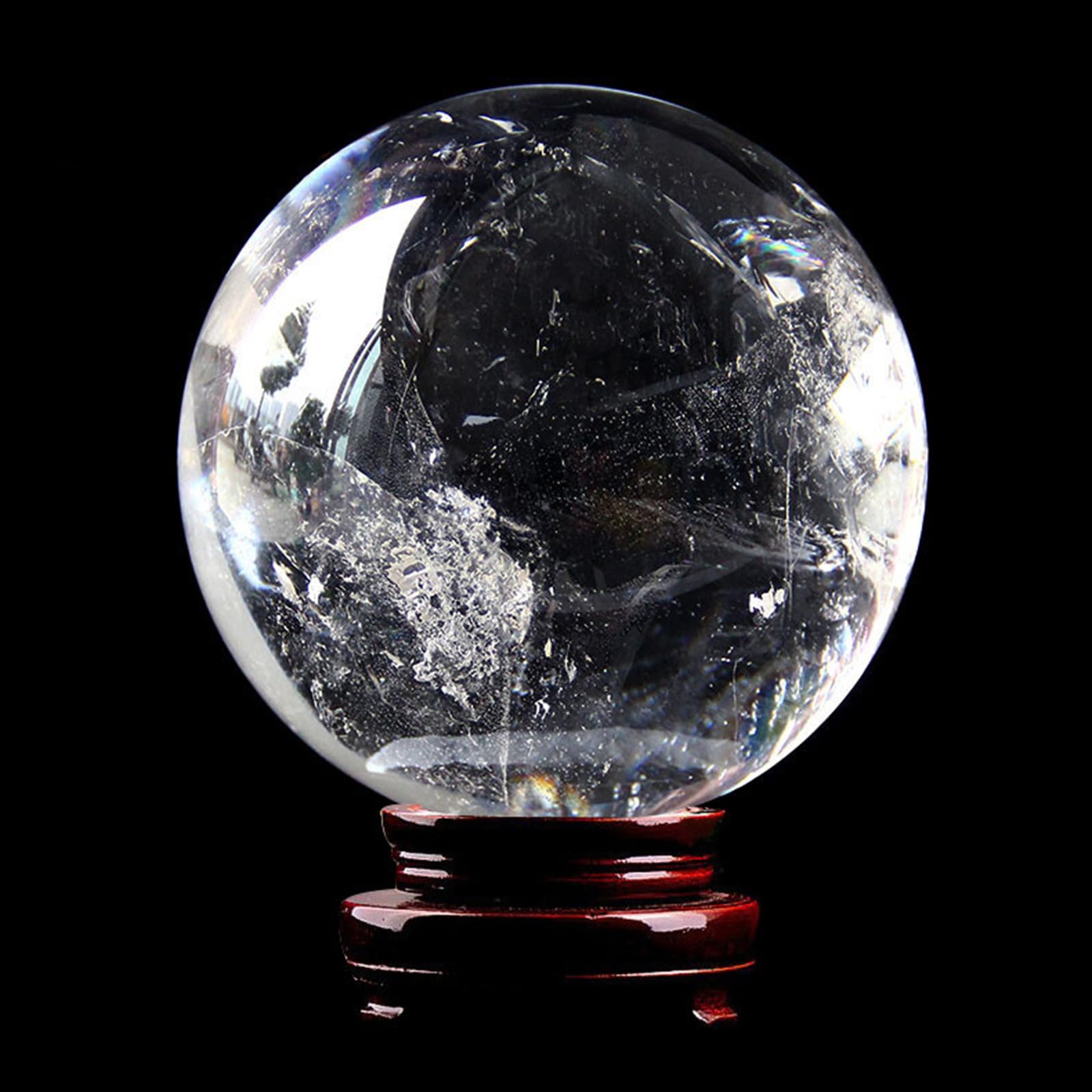 CYVXCPPGI Crystal Ball with Stand Gemstone Ball Quartz Crystal Sculpture Figurine for Home Decor, Divination, Magic,Precious Gifts for Family and Friends,10cm/3.9in