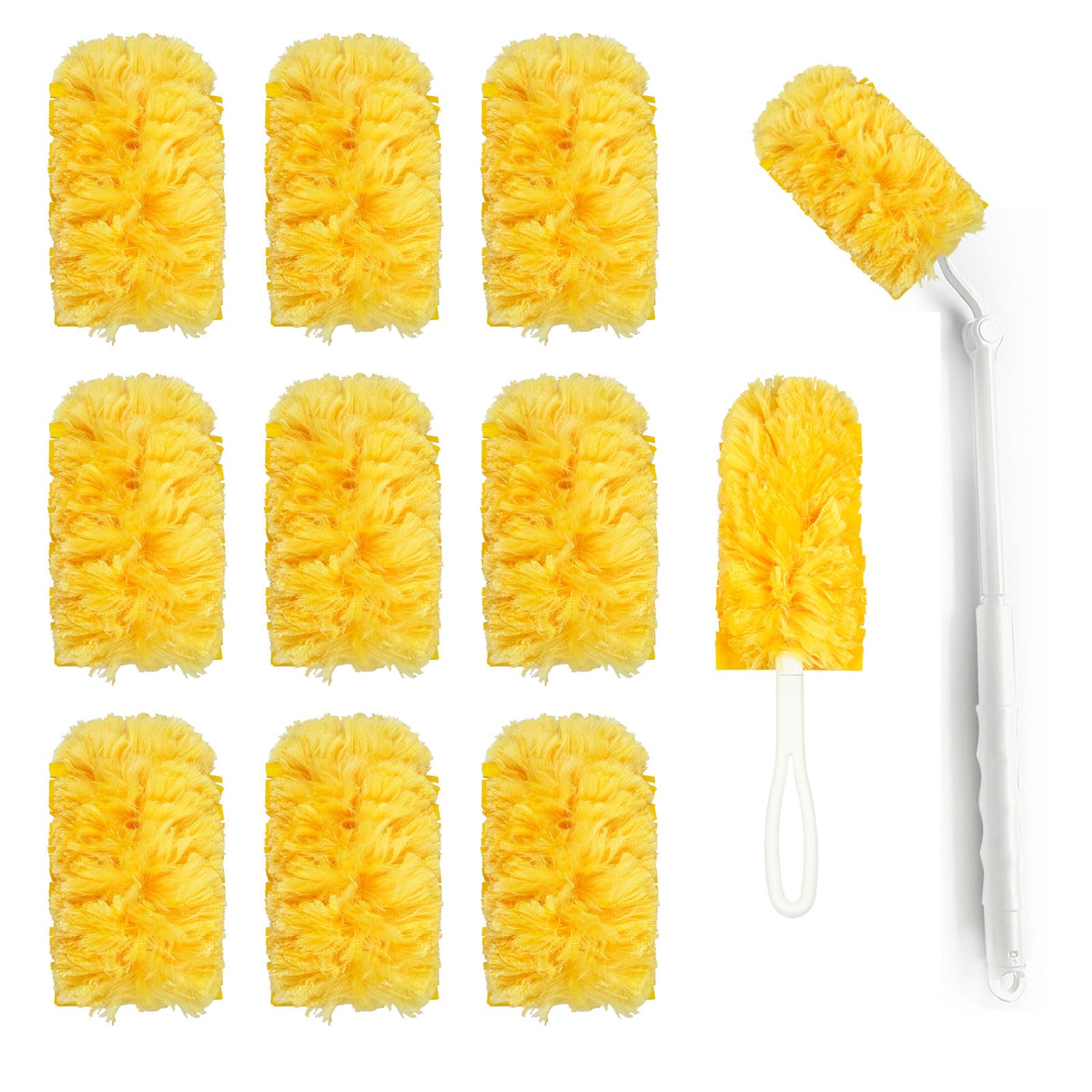 JINYUDOME Duster Refills Bulk Disposable Replacement Head for Cleaning Home, Compatible Swiffer Unscented Duster Refills, 20 Head and 2 Handle
