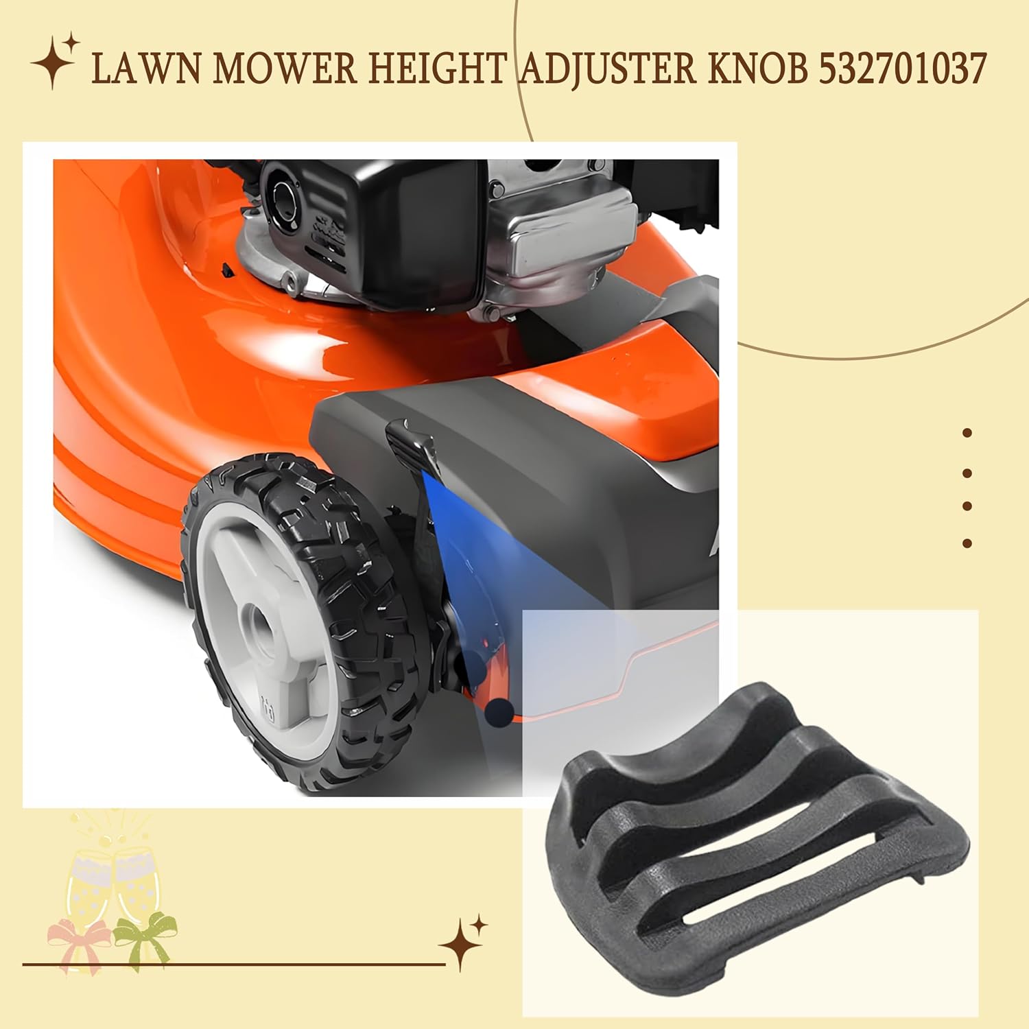 Replacement Lawn Mower Height Adjuster Knob 532701037，180912 Fits Husqvarna,AYP, Craftsman, Jonsered, McCulloch, Poulan, Poulan Pro, RedMax, Sears, Weed Eater Lawn Mower (Set of 2)